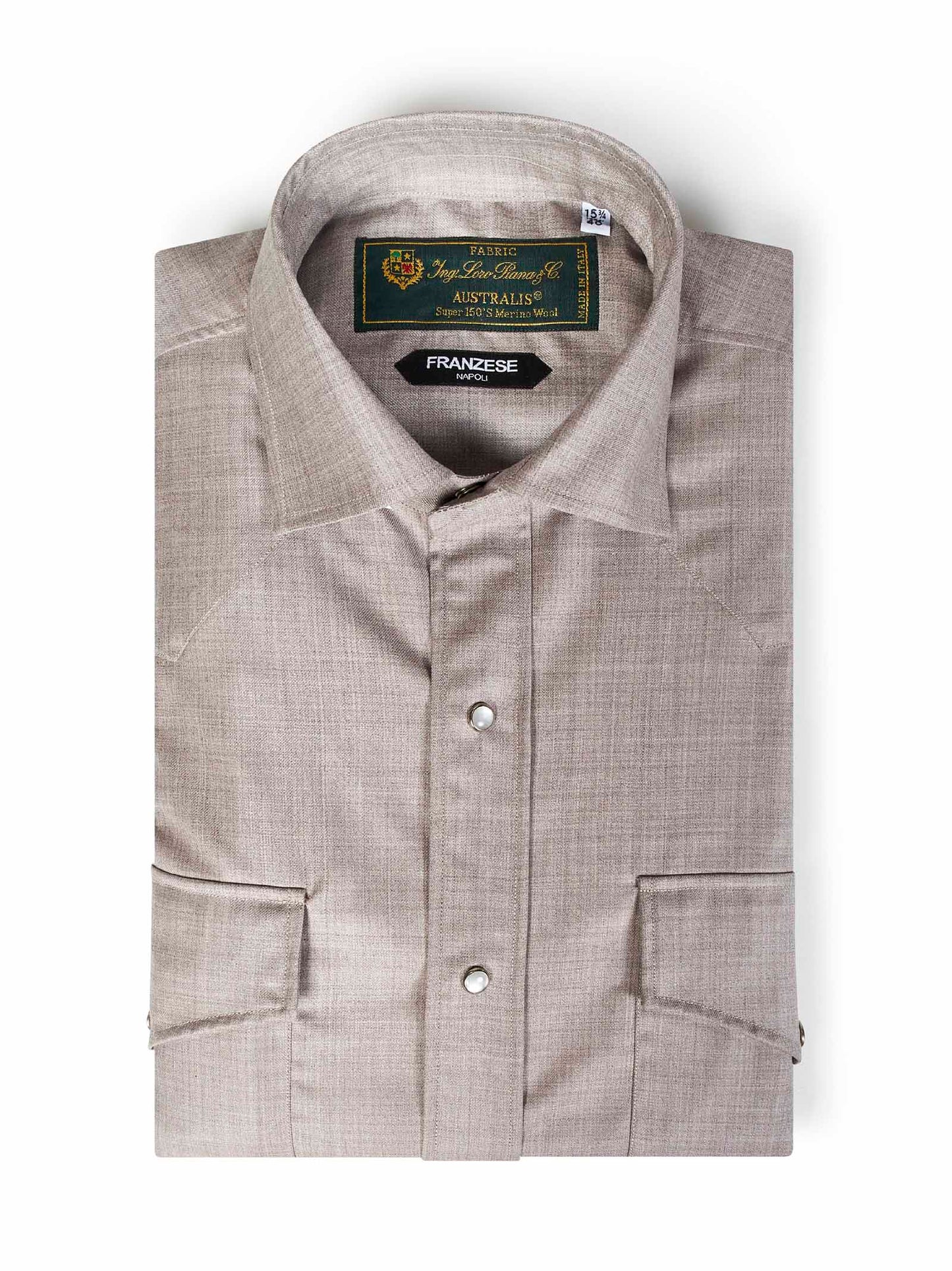 Camicia modello Gianni Agnelli Franzese Napoli 321850 BEIGE Franzese Collection 