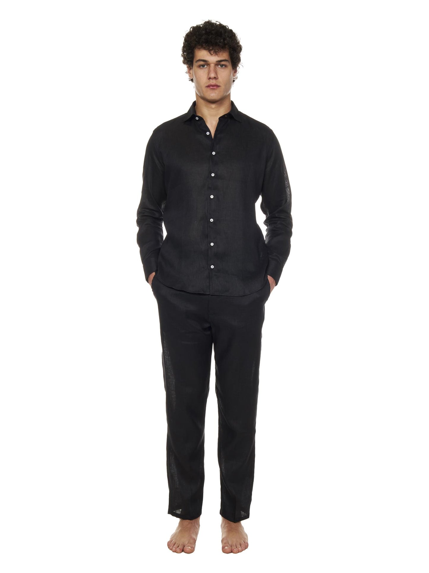 Camicia James Bond Franzese Napoli FRACM02 NERO Franzese Collection Pronta Sartoria 