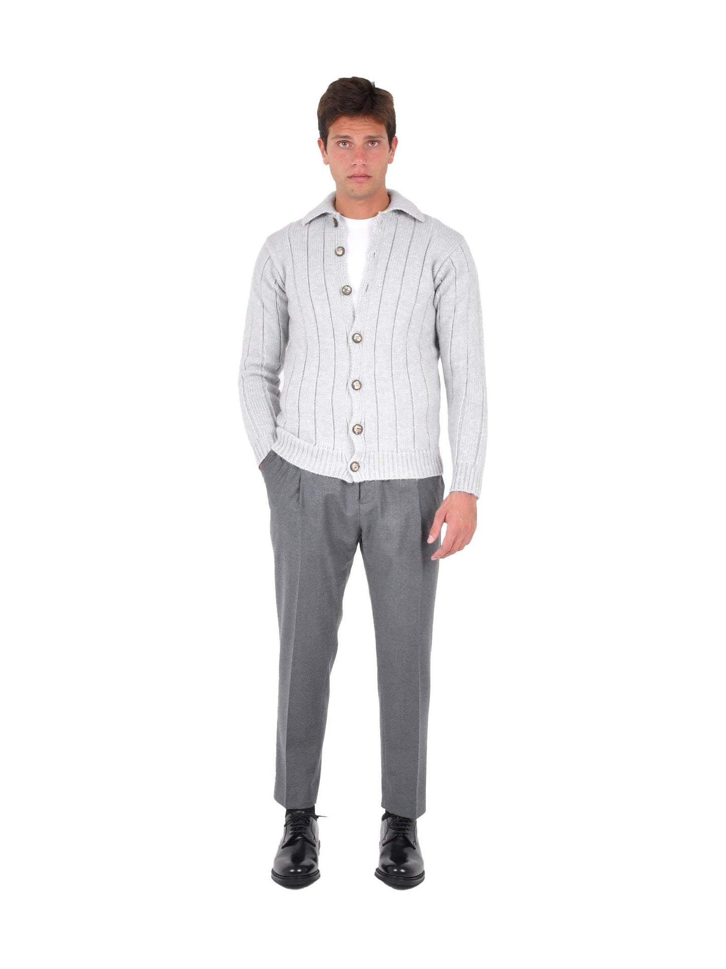 Cardigan modello Gianni Agnelli Franzese Napoli MA8343 ARGENTO Franzese Collection Pronta Sartoria 