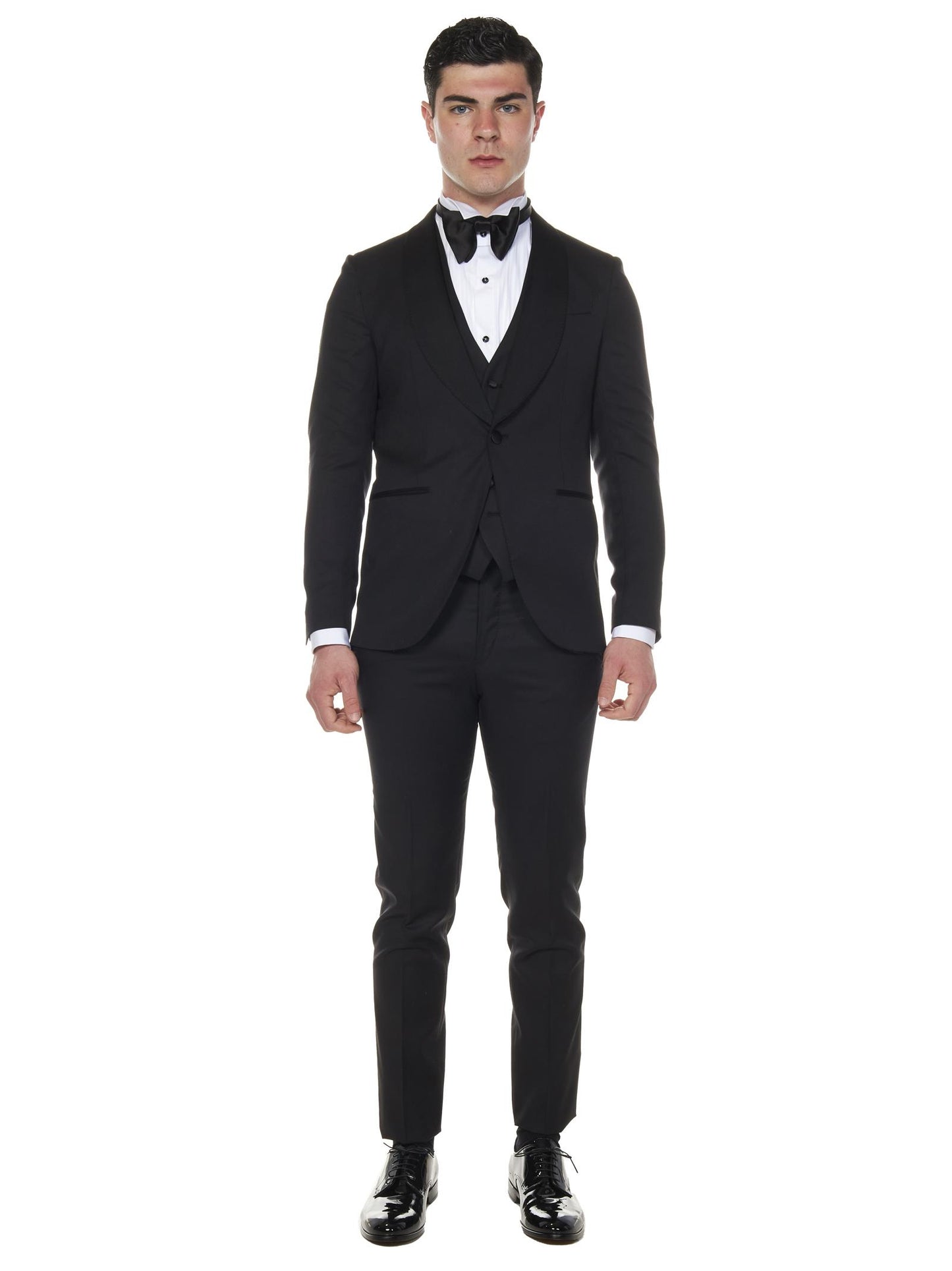 Abito Modello James Bond 007 Franzese Napoli<BR/> FRAEYENT NERO Franzese Collection Pronta Sartoria 