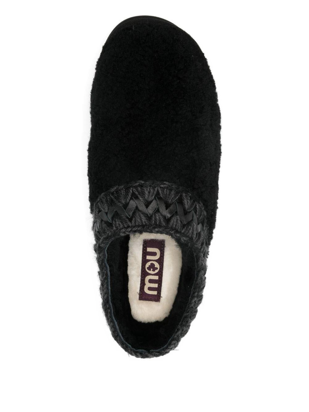 Sabot Platform Clog Curly Sheepskin Mou FW681009M BKBK Mou 