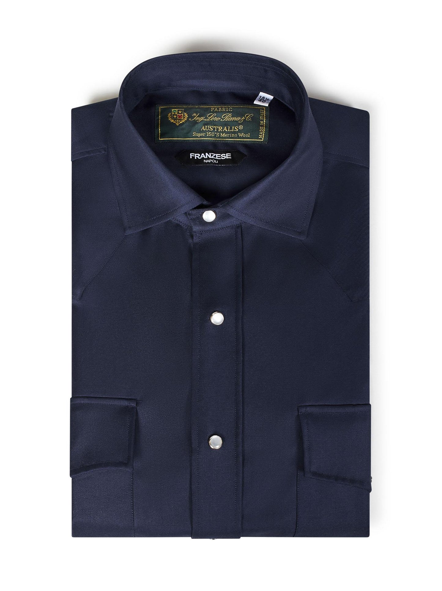 Camicia modello Gianni Agnelli Franzese Napoli 39001 BLU Franzese Collection Pronta Sartoria 